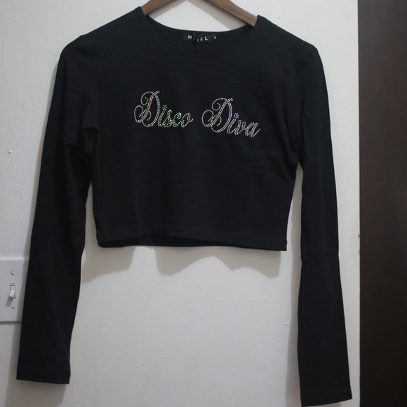 NWT Cropped Rhinestone Top from Dolls Kill. - Picture 6 of 6